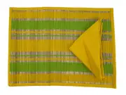 Summer Living 8 Piece Set 4 each Placemats Napkins Bamboo Yellow Cotton