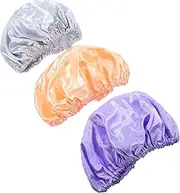 Ipetboom 3pcs Shower Cap Satin Sleep Bonnet Silk Sleep Bonnet Night Sleep Hat Waterproof Bath Caps Shower Hat Sleeping Caps Hair Care Caps Night Sleep Caps Practical Bathroom Caps Tomorrow