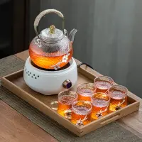 在飛比找樂天市場購物網優惠-茶盤 耐熱玻璃泡茶壺茶具套裝家用電陶爐插電煮茶器桃木茶盤