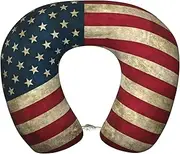 SKKNT American Flag Print Lightweight Travel Neck Pillow U-Shaped Memory Foam Head Neck for Airplanes