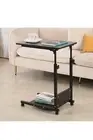 TigerDad C Table Adjustable Height Sofa Side Table Mobile Desk with Wheels, C Sh