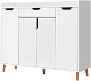 [Artiss] Shoe Rack Shoe Cabinet 26 Pairs Wooden Storage Organiser Cabinets Drawers Cupboard Organizer Display Case Home Decor Indoor Outdoor Bedroom Hallway Furniture, Adjustable Shelves White