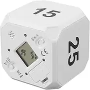 Kitchen Cube Timer, 5 15 25 45 Min Flip Induction LED Timer with Mute Sound Mode, Time Management, Cube Countdown Clock for Cooking Exercise Study Work Yoga (White)