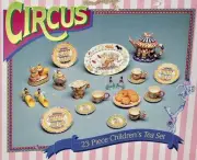 Vintage 1995 Circus Children’s Tea Set Hand Painted brand new in box retro toys