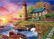 HUADADA Jigsaw Puzzles for Adults 1000 Pieces, Puzzles for Adults 1000 Piece, Challenging Game Toys, Impossible Puzzle, Family Decoration Puzzle - Sunset Lighthouse