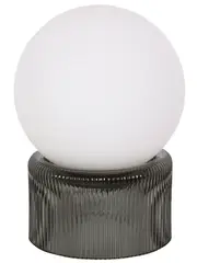 Aries 1 Light Table Lamp with Smoked Glass Base and Opal Frosted Glass Shade