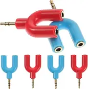 Uonlytech 6pcs Headphone Splitter Adapter U Shaped Audio Splitter for Laptop for Sharing Music and Movies