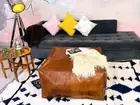 Classic 30'' Moroccan Leather Ottoman Footstool Handmade Pouffe Unstuffed