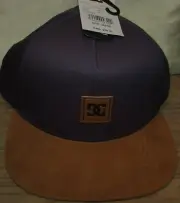 DC SHOES BRACKERS 3 SNAP BACK NAVY & BROWN SUEDE BALL CAP / HAT, NEW WITH TAGS