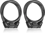FITTOO Cable Lock 65CM, Combination Safety Code Cable Lock, Multiple Using Cable Lock, Black Color (2PCS Packed)