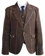 Scottish Brown Tweed Argyll Kilt Jacket For Men Highland Argyll Jacket For Sale