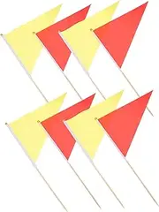 VANZACK Lawn Survey Flags 10 Pack Triangle Flags Wooden Poles for Garden Yard and Landscape