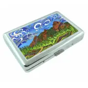 Abstract Forest Landscape Em1 Silver Metal Cigarette Case RFID Protection Wallet