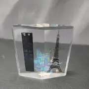 ACRYLIC LUCITE PAPER WEIGHT Eiffel Tower Paris Temperature guage