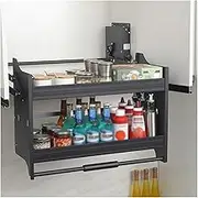 Upper Wall Cabinet Storage Organizer,Heavy-Duty 2-Tier Pull-down Seasoning Rack,Space Saving for Home Cafe Wall Cabinet(800mm)