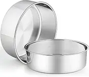 P&P CHEF Cake Pans Set, Round Baking Pan Stainless Steel Layer Birthday Wedding Cake Oven Pans, Non Toxic & Heavy Duty, Deep Side & Mirror Finish, Dishwasher Safe, (9.5 Inch, 2Pcs)