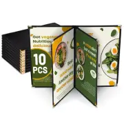 WeChef 10 Pack Restaurant Menu Covers 8.5" x 14" Book Style 4 Pages 6 Views Cafe