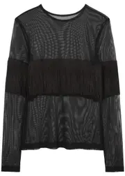 Norma Kamali Fringed Tulle top - Black - M (UK12 / M) M (UK12 / M)