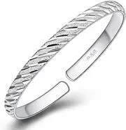 Retro Bracelet925Sterling Silver Bangle Women 925 Silver Bracelet Hand Carve Matte Twill Cuff Bangle Classic Bracelet Ladies Silver Jewellery Birthday Gi