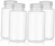 Veemoon 4Pcs Clear Plastic Liquid Sample Bottles Containers with Screw Caps for Lab Use Travel Chemical Storage Lightweight Leak Design