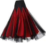 [ａ aternee] Womens Ballroom Latin Dance Skirt Long Swing Race Skirt Latin Dance Dress Big Swing Skirt for Competition Show Performance