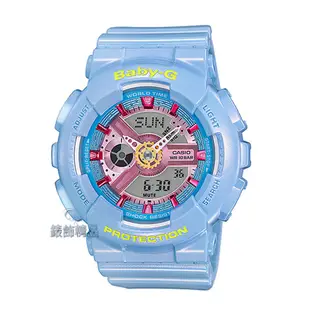 CASIO卡西歐Baby-G粉藍BA-110CA-2A DR現貨 手錶 繽紛金屬零件錶盤 全新 女錶【錶飾精品】