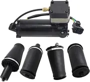 Front & Rear Air Suspension Spring Bags + Air Compressor Pump Compatible For Land Rover Range Rover II P38A P38 94-02 REB000550 RKB101460