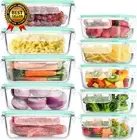 10 Pack Glass Food Storage Containers Airtight Lids Microwave Oven Safe BPA-Free