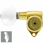 NEW Hipshot 6 inline Open-Gear Grip-Locking STAGGERED OVAL Pearl TREBLE - GOLD