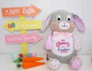 Personalised Soft Toy / Cubbie |Sensory Rabbit |My First Easter Bunny Bubblegum