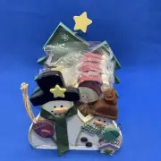 Christmas Coaster Set Holiday Snowman With Holder 6 Piece Wood NEW