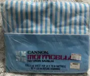 Vintage Cannon Monticello Blue White Stripped Full Flat Sheet NOS New