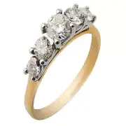1.40 Cts Round Brilliant Cut Diamonds Anniversary Ring In Fine Hallmark 14K Gold