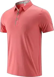 [VgueElegc] Men's Polyester Gym Trendy Polo Shirt Golf Shirts Buttons Solid T Shirts Athletic Male Short Sleeve Polo Shirt