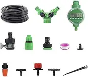 50M Hose Garden Irrigation System with Timer Plant Watering DIY Micro Drip Kits (202PCS KIT)