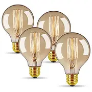 4pcs 40W E26 E27 G80 Vintage Edison Light Bulb Antique Incandescent Bulbs Dimmable Warm White 2300k 220-240V RoHS CE Certified
