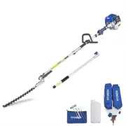 Hyundai 33cc Petrol Pole Hedge Trimmer – 3m Reach, Dual Blade, Pivot Head (HYPT3300)