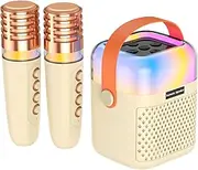 Labymos Karaoke Machine with 2 Wireless Microphones BT Microphone and Speaker KTV Set with RGB Light Effects 3D Surround Sound Handheld Mic Portable Karaoke System for Home Party Outdoor