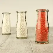 12 x 220ml Mini Small Clear Glass Milk Juice Candy Soda Bottle Reuseable Round Jar