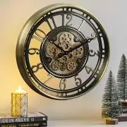 CLXEAST Industrial Moving Gears Wall Clock,Modern Farmhouse Arabic Numeral Ba...