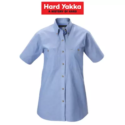 Womens Hard Yakka S/ Sleeve Chambray 100% Cotton Shirt Work Lightweight Y08871