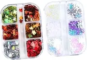 minkissy 2 Boxes Nail Art Accessories Toenail Decor Nail Art Sequin Lids Embellishments Snowflake Nail Charm Stickers Snowflake Manicure Sequin Nail Glitter Flake Polish Sprouts Plastic Abs