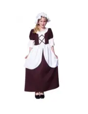 New Costume Colonial Peasant Child Girls Large 12-14 Pilgrim Prairie