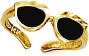 [JewelryWeb] 14k Yellow Gold Black Enamel Sunglasses toe ring-toe ring for Women