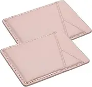 GRIRIW 2Pcs PU Leather Mobile Phone Back Card Holders Adhesive Slot Case for Credit Cards Ultra Thin Design No Bulk Compatible with Smartphones
