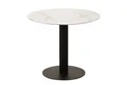 Raimon Furniture Rafael Round Dining Table With Marble Effect 90cm - Black Metal Frame - White Sevella