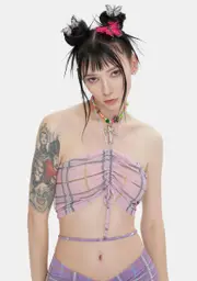 [W.I.A] Candle Mesh Halter Top