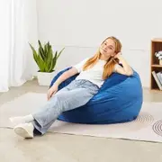 91 cm Round Bean Bag Chair with Removable Cover & Dutch Velvet Blue