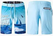Men's Printing Quick Dry Shorts Surf Swim Trunk Running Sports Shorts Medium Length Boardshorts for Beach Vacation Leisure
