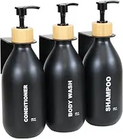 ILIKEPOW Soap Dispenser Set Hand Soap Dispenser - 500 ml Sustainable with Non-Slip Surface for Hand Soaps, Shampoos and Lotions for The Bathroom Matte Black